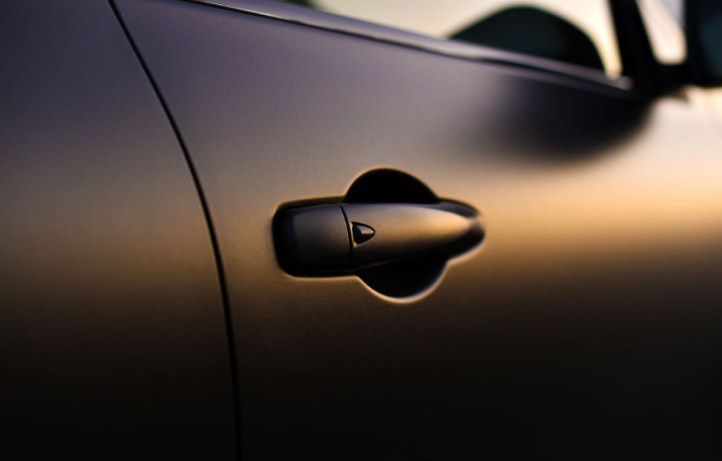 door of luxury business car in close-up